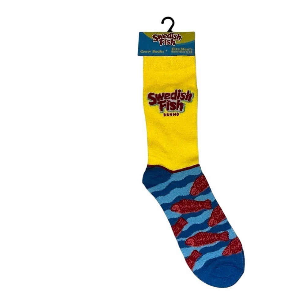 Swedish Fish Novelty Socks Crew Mid Calf Unisex Women 7-13 Men 6-12 New NWT - Picture 5 of 16